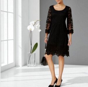 Alfani Boho Chic Black Lace & Crochet Shift Dress